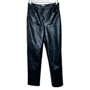 Aritzia Wilfred Black Vegan Leather Pants Size 6 The Melina High Waist Straight